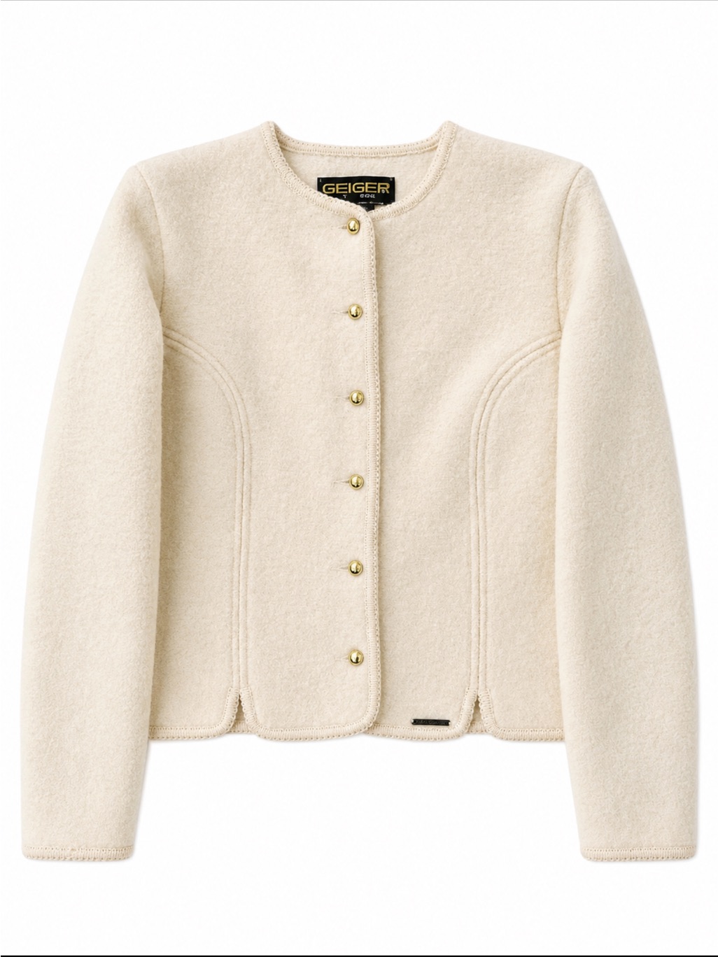 Geiger Tyrol Austria 100% Pure Wool Cardigan Jacket Cream Size 40 (Eu)